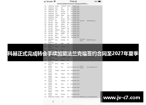 科赫正式完成转会手续加盟法兰克福签约合同至2027年夏季